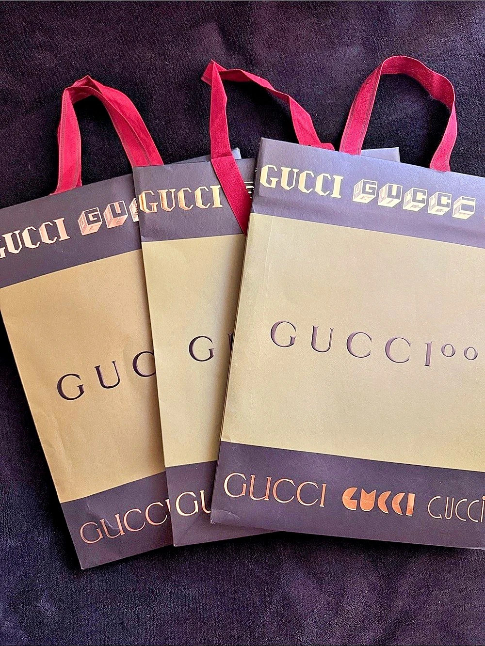Gucci 100 Limited Edition Shopping Bag Gold & Black - set of 3
